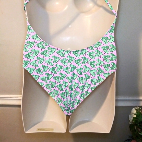 J. Crew Playa Key West One-Piece Pink & Green Beach Umbrella Print Swimsuit - Picture 8 of 13